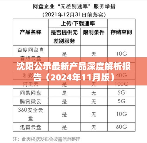 沈阳公示最新产品深度解析报告（2024年11月版）