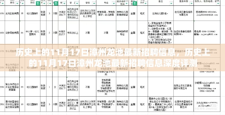 历史上的11月17日漳州龙池最新招聘信息及其深度评测概览