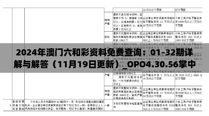 2024年澳门六和彩资料免费查询：01-32期详解与解答（11月19日更新）_OPO4.30.56掌中版