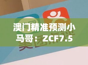 澳门精准预测小马哥：ZCF7.57.73旗舰设备版精细设计方案