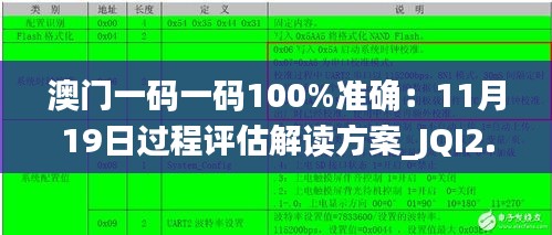 澳门一码一码100%准确：11月19日过程评估解读方案_JQI2.61.26掌中宝