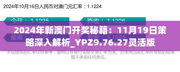 2024年新澳门开奖秘籍：11月19日策略深入解析_YPZ9.76.27灵活版