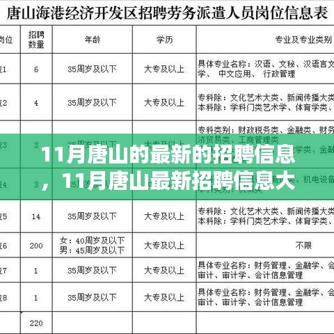 11月唐山最新招聘信息大揭秘，优质岗位等你来挑选！