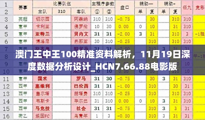 澳门王中王100精准资料解析，11月19日深度数据分析设计_HCN7.66.88电影版