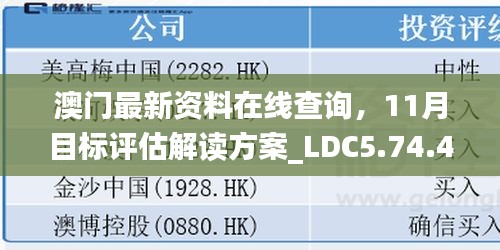 澳门最新资料在线查询，11月目标评估解读方案_LDC5.74.40通用版