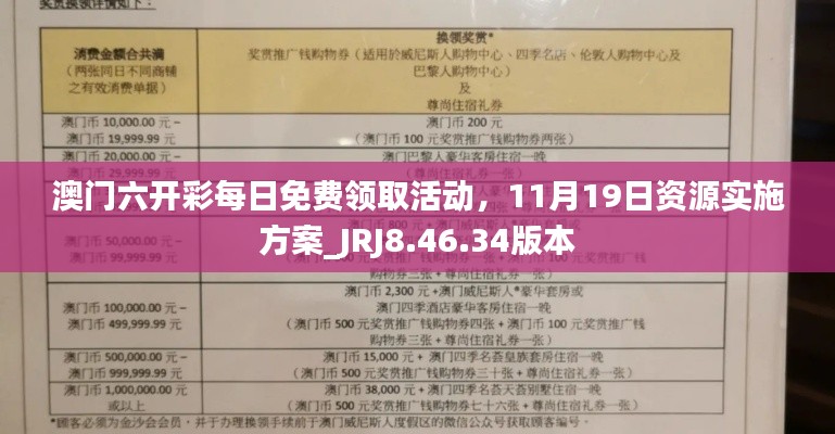 澳门六开彩每日免费领取活动，11月19日资源实施方案_JRJ8.46.34版本