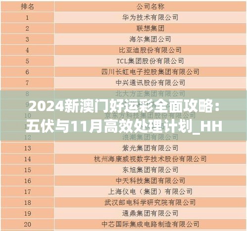 2024新澳门好运彩全面攻略：五伏与11月高效处理计划_HHL9.52.48散热版