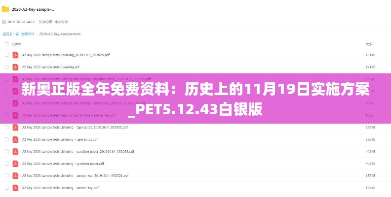 新奥正版全年免费资料：历史上的11月19日实施方案_PET5.12.43白银版