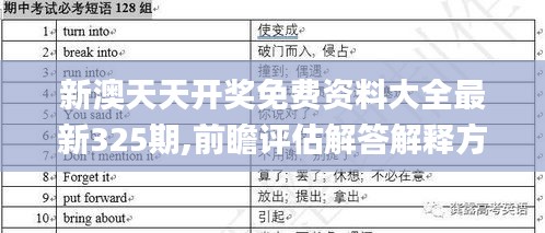 新澳天天开奖免费资料大全最新325期,前瞻评估解答解释方案_YQZ3.28.85拍照版