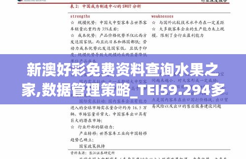 新澳好彩免费资料查询水果之家,数据管理策略_TEI59.294多维版