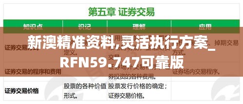 新澳精准资料,灵活执行方案_RFN59.747可靠版