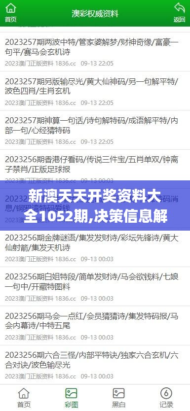 新澳天天开奖资料大全1052期,决策信息解释_UIE59.305轻量版