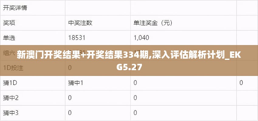 新澳门开奖结果+开奖结果334期,深入评估解析计划_EKG5.27