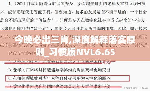 今晚必出三肖,深度解释落实原则_习惯版NVL6.65