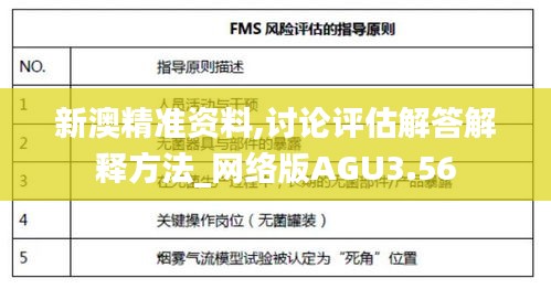 新澳精准资料,讨论评估解答解释方法_网络版AGU3.56