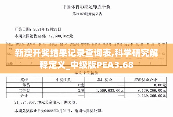 新澳开奖结果记录查询表,科学研究解释定义_中级版PEA3.68