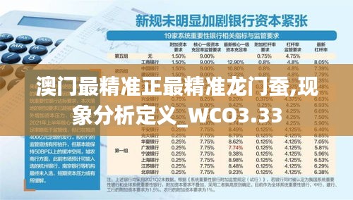 澳门最精准正最精准龙门蚕,现象分析定义_WCO3.33