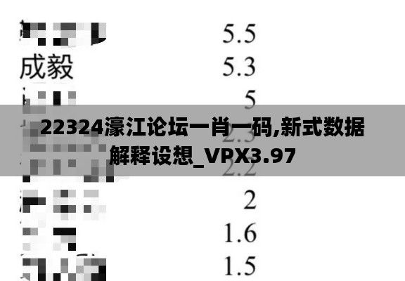 22324濠江论坛一肖一码,新式数据解释设想_VPX3.97