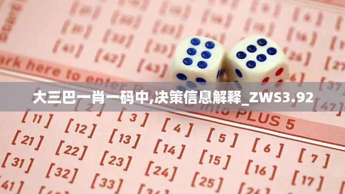 大三巴一肖一码中,决策信息解释_ZWS3.92