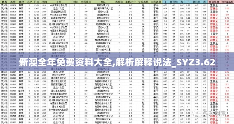 新澳全年免费资料大全,解析解释说法_SYZ3.62