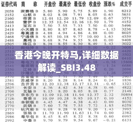 香港今晚开特马,详细数据解读_SBI3.48