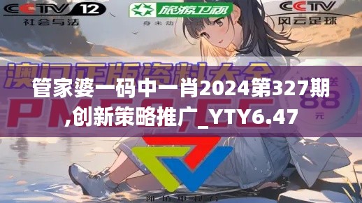 管家婆一码中一肖2024第327期,创新策略推广_YTY6.47