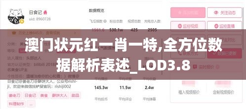 澳门状元红一肖一特,全方位数据解析表述_LOD3.8