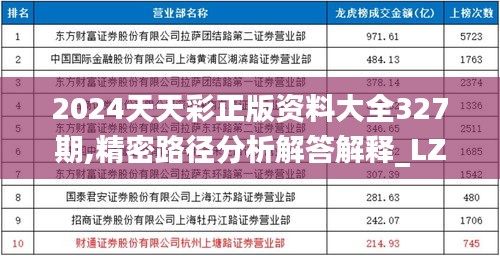 2024天天彩正版资料大全327期,精密路径分析解答解释_LZP9.25