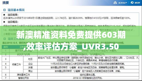 新澳精准资料免费提供603期,效率评估方案_UVR3.50