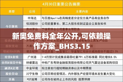 新奥免费料全年公开,可依赖操作方案_BHS3.15