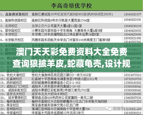 澳门天天彩免费资料大全免费查询狼披羊皮,蛇藏龟壳,设计规划引导方式_RSF3.76