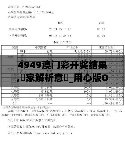 4949澳门彩开奖结果,專家解析意見_用心版OSR5.57