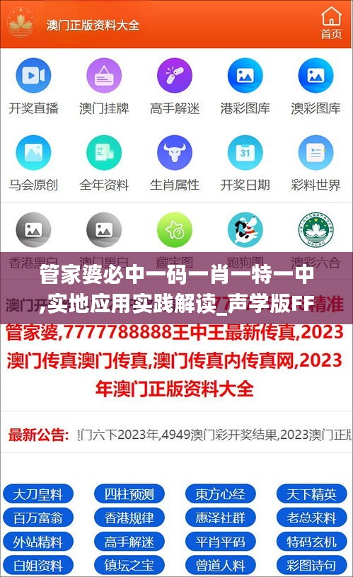 管家婆必中一码一肖一特一中,实地应用实践解读_声学版FFM5.18