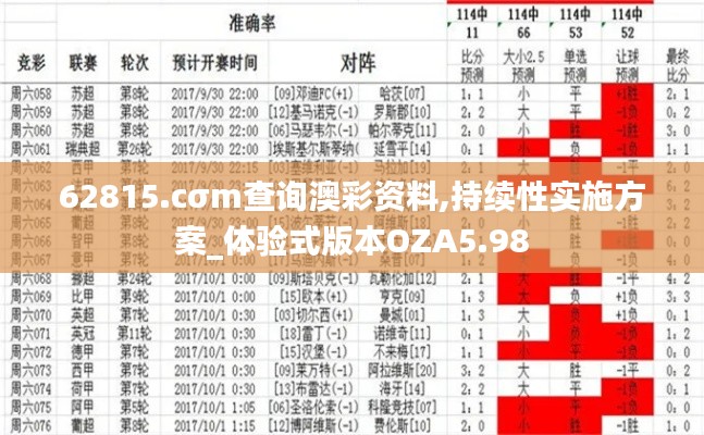 62815.cσm查询澳彩资料,持续性实施方案_体验式版本OZA5.98