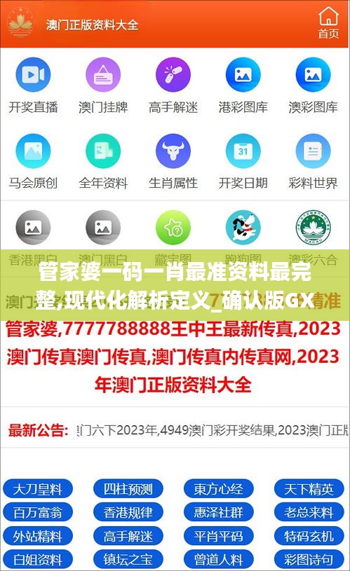 管家婆一码一肖最准资料最完整,现代化解析定义_确认版GXO5.9