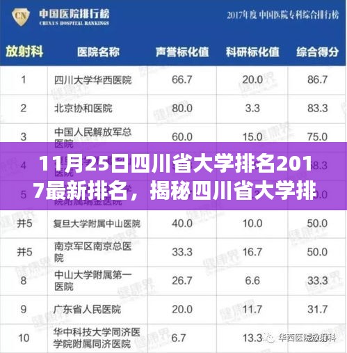 四川省大学排名最新榜单揭晓，2017年排名解读与查询指南