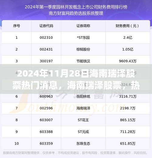 海南瑞泽股票热门消息深度解读，2024年11月28日最新动态