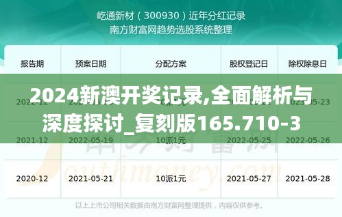 2024新澳开奖记录,全面解析与深度探讨_复刻版165.710-3