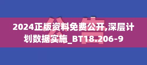 2024正版资料免费公开,深层计划数据实施_BT18.206-9