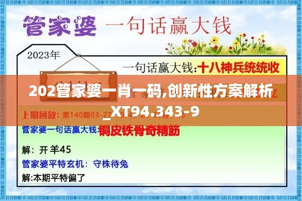 202管家婆一肖一码,创新性方案解析_XT94.343-9