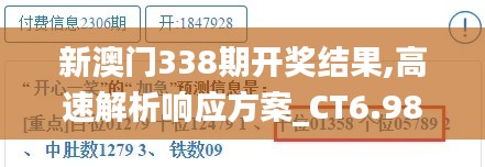 新澳门338期开奖结果,高速解析响应方案_CT6.983