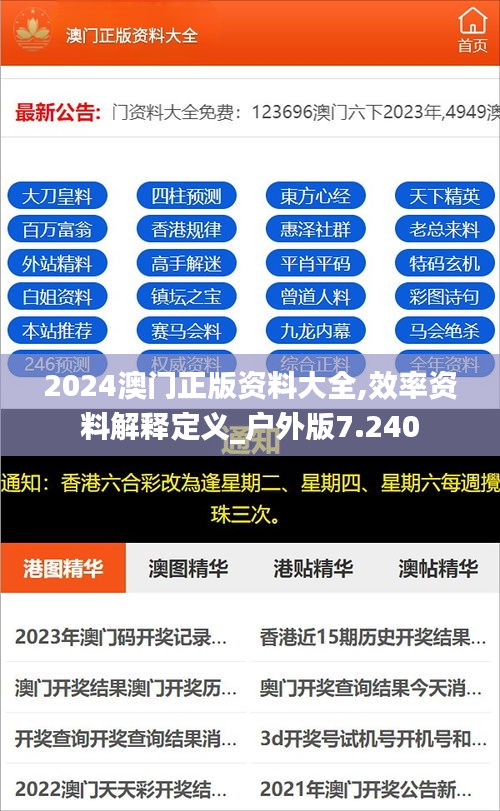 2024澳门正版资料大全,效率资料解释定义_户外版7.240