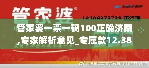 管家婆一票一码100正确济南,专家解析意见_专属款12.386