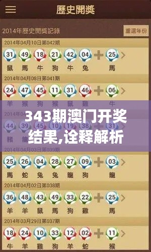 343期澳门开奖结果,诠释解析落实_领航款8.280