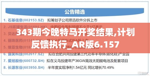 343期今晚特马开奖结果,计划反馈执行_AR版6.157