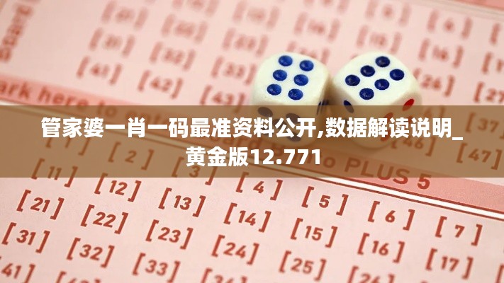 管家婆一肖一码最准资料公开,数据解读说明_黄金版12.771