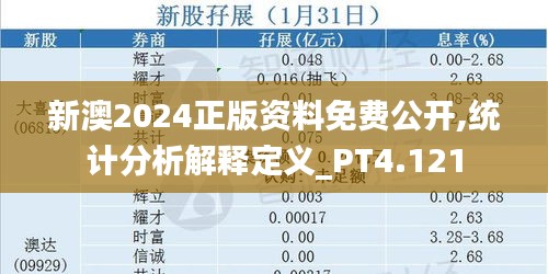 新澳2024正版资料免费公开,统计分析解释定义_PT4.121