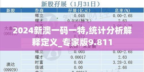 2024新澳一码一特,统计分析解释定义_专家版9.811