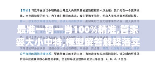 最准一码一肖100%精准,管家婆大小中特,模型解答解释落实_Deluxe10.154