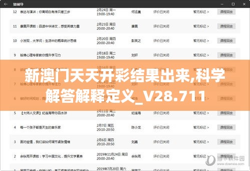 新澳门天天开彩结果出来,科学解答解释定义_V28.711